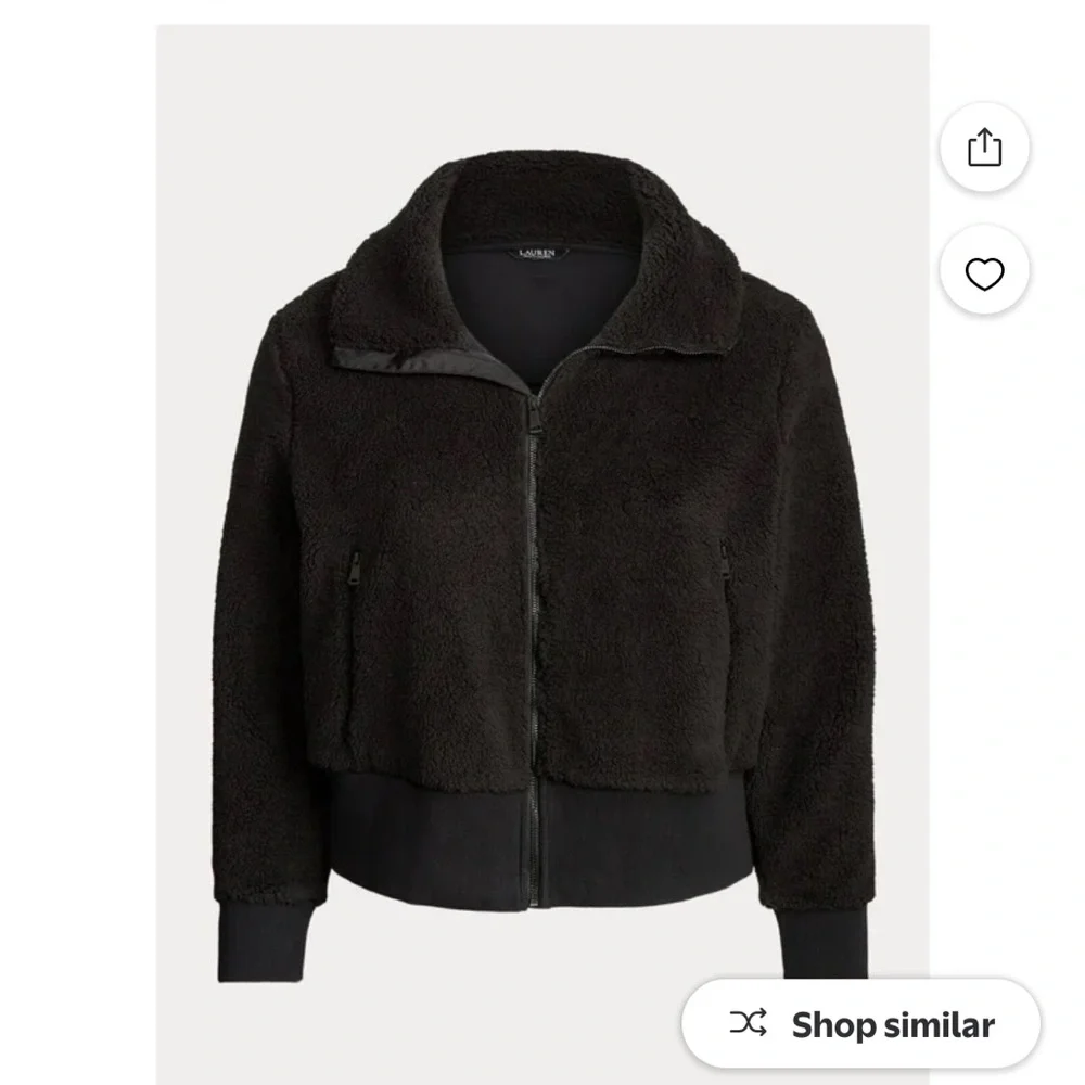 Ralph Lauren Faux-Shearling Full-Zip Jacket Polo Black Size m MSRP $145 - Picture 2 of 4